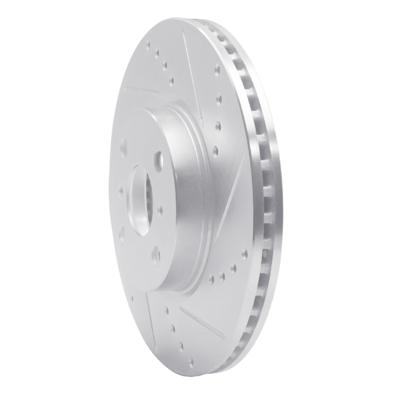 Toyota Yaris Brake Rotor (1) - Front Right - R1 Concepts - Drilled & Slotted - Silver - `12-`18